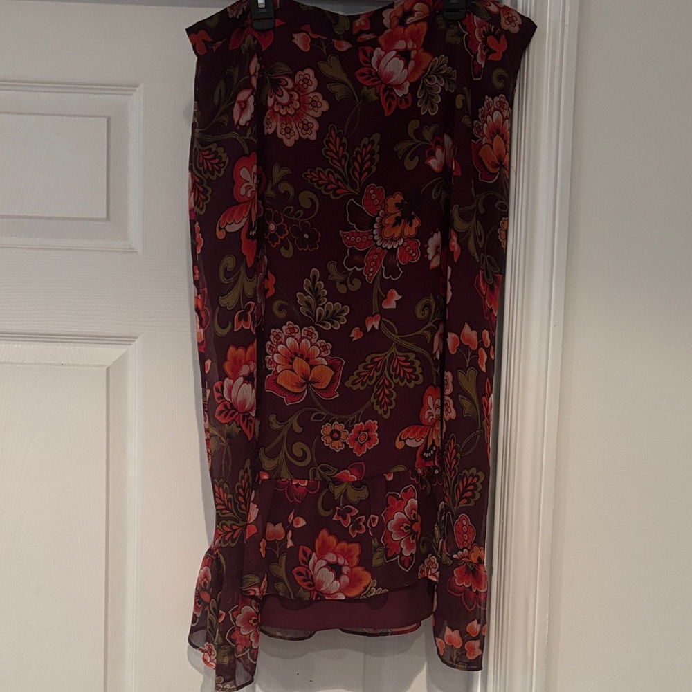 LOFT Multicolor Floral Skirt